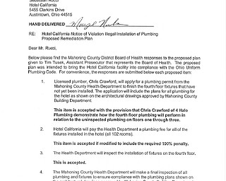 Hotel California - Proposed Remediation Plan