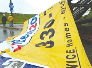 Winds knocked down billboard on U.S. 422 at I-680.