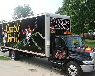Canfield High School class of 2008 senior truck designed by Stephen Magyar
and painted by Tiffany Carrocce, Kaitlin Brogley, and A.J. Zorella. Truck
Courtesy of R&J Trucking.
