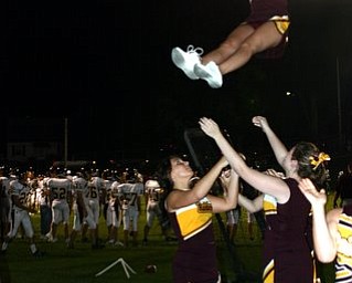Taylor Hiner, a junior at South Range, flying high because her team won against Mogador.
