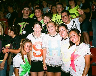 Girard Cheerleaders take a time out to take a picture at fridays pep rally