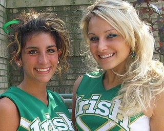 Ursuline Cheerleaders Cara Mia Gatti and Captain Katie Olenick
hit some pre-game poses!