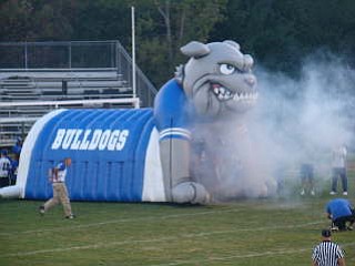 The Bulldogs get "fired up" as they prepare to enter the field in their Game against East Liverpool...The Bulldogs won 56-7.