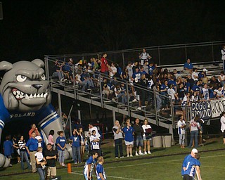 "The Bulldog" watches over the Dogg Pound during the Poland/Struthers game. The Dogs chewed up the Cats 45-6.