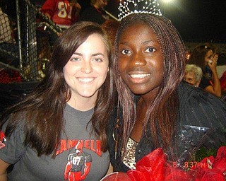 Alyssa Uhl and Audra Frimpong (queen) at the Canfield/Campbell Football game