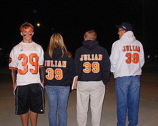 Ryan Julian #39 Green high School fullback, Suported by, Brother Justin, Sister Amanda, Father Mark, and Papa Anthony Julian