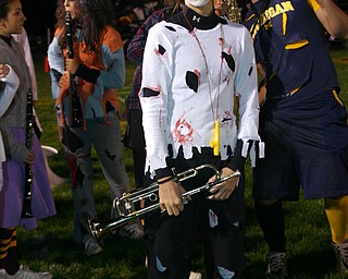"Senior Zombie Devon Parks is ready for the "Thriller" half-time show
at the South Range-Springfield game."