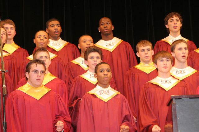 These are photos from Liberty High School's holiday concert, full choir and show choir.