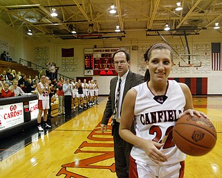 Canfield's Bryanne Halfhill scores 1,000th point.