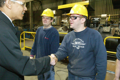 Sen. Barack Obama visits RTI in Niles.