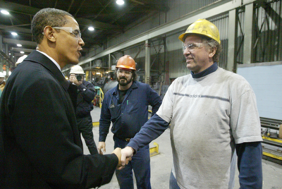 Sen. Barack Obama visits RTI in Niles.