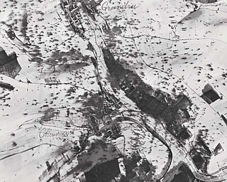 Aerial photo of Grandru, and the surrounding area in which Thomas Gent was killed.