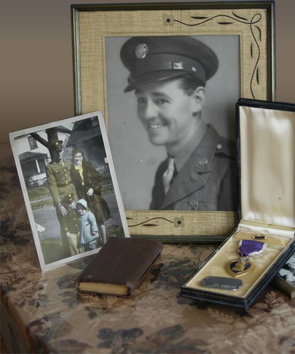 Memorabilia, including the Purple Heart Thomas Gent was awarded.
