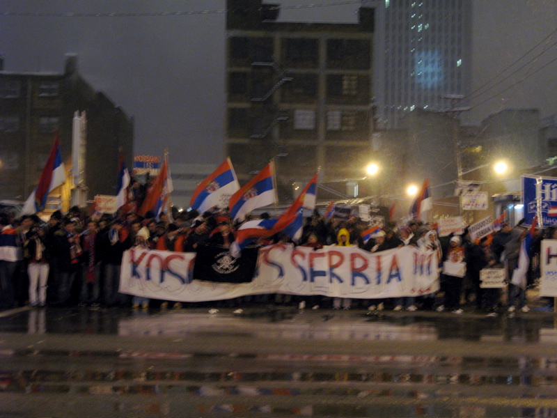 People of Serbian descent protesting