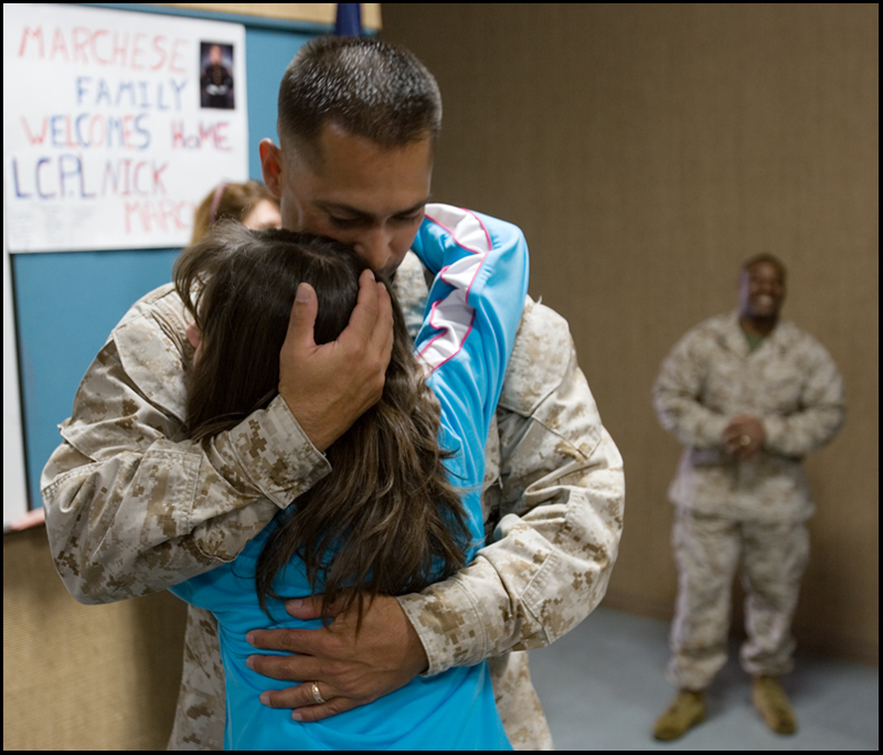 3.22.2008
Gunnery Sargeant Chuck Norris hugs his daughter, Sierra Norris , age 11 of Hermitage, at the Youngstown Air Reserve Station after a seven month deployment in Iraq.
