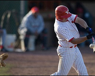4.2.2008
YSU's Cory Hornyak (10) fouls a ball as the Duquesne Dukes met the Penguins Wednesday afternoon at Cene Park in Struthers.
