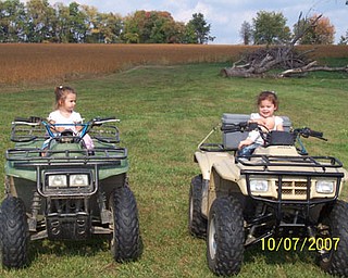 Enjoying a ride at Gaga and Papa's house is (l-r) Delaney Savaet, daughter of Kerri and Bryan Savaet, and Gianna Piccuta, daughter of Melanie and Bill Piccuta. The girls are the granddaughters of Cheri and Stan Savaet of New Middletown.