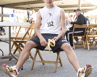 While resting, Pasvanis calmly replenished himself with a banana.