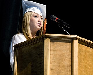 Jamie Neroni's speech, at several points critical of the cafeteria food, was well received.