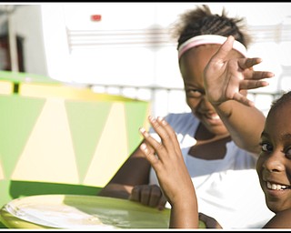 L-R Natajah Williams, 9, and Aariona Reed, 8, both of Warren.