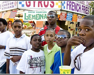 Too cool: Front row, L-R beginning with Kymone Gambel, 13, in the striped shirt; Terell McCurdy, 12; Isaiah Rodgers,13; Carlos Davis, 12, and Jautice McDonald, 13. In the back, Markell Russell, 13. All are from Warren.