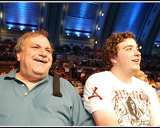 Howard Mancini and his son Nicholas of Canfield take in the Pavlik fight in Atlantic City.