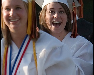 6.8.2008
Nicole DeSalvo reacts to members of the audience during Springfield High School's Class of 2008 commencement ceremony held Sunday evening at the school's stadium.