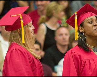 6.15.2008
An Austintown Fitch High School graduate takes a deep breath before walking forward to accept her diploma during the Commencement Ceremony for the Class of 2008 held Sunday afternoon in the school's gymnasium.