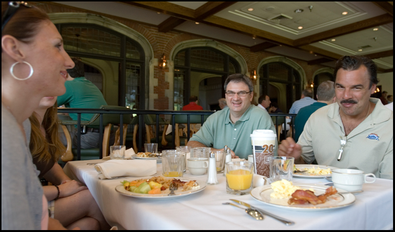 6.24.2008
Dan Deafino (right), Curt Peschae (center), and Jessica Mollally (left), all from Cleveland, eat breakfast before hitting the course for the DeBartolo Golf outing at the Youngstown Country Club, Tuesday morning.
