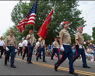 7.4.2008
The Tri-State Marine Detatchment 494 of Youngstown marches through downtown Canfield during the annual Fourth of July Parade, Friday morning.