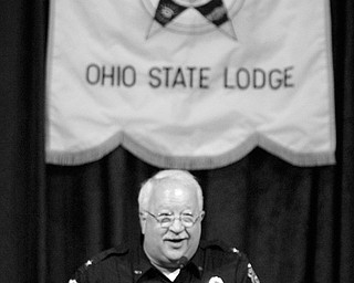 Boardman Police Chief Patrick Beraducci welcomes the group to Boardman -State FOP convention held at Mr Anthonys in Boardman.