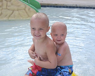 Keaton and Kaden Mayhew have some time to bond by the water. Their family is from Boardman.
