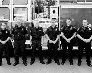 Canfield Fire Fighters l to r Ralph McMahan Jr, Mark D'Angelo, Bill Wilkeson and Jason Glista and Canfield Police Officers Mark Meshula and Lance Malone. (Photo/Mark Stahl)