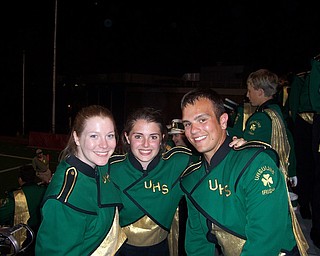 Ursuline Band Members Erin Bouquet, Jen Stevens, and Evan Sanders at Ursuline's win over Cleveland East Tech Friday at Stambaugh Stadium.  
