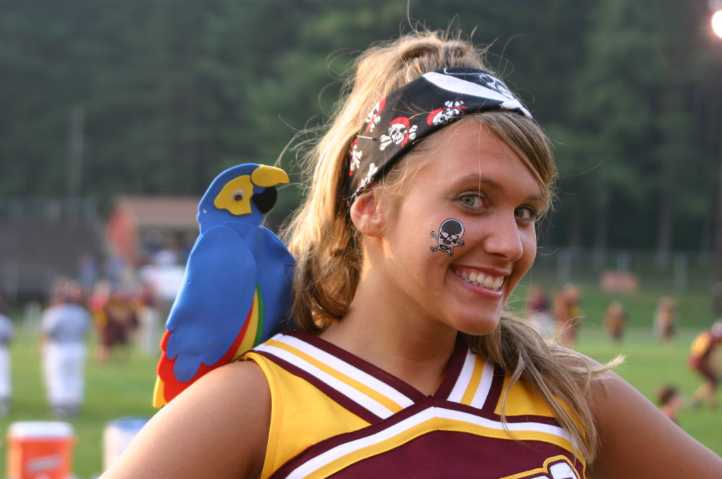 "Senior Cheerleader Katie Bush is ready for "Dress like a Raider Night!"