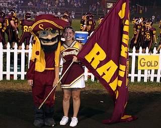 The SOuth RAnge Raider Guy, Andrew Humansky, and the Flag Runner,
Brittany Haynes, pose long enough for a photo."