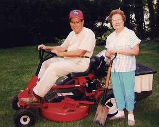 Joe and Valeria Demidovich love tending to their green spaces, which includes a lawn and lots of plantings. Photo from Cathy Ferenchak of Canfield, their daughter.