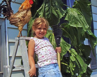 Zoe Kabetso, 6, delights in getting close to the giant sunflower at the home of Margie Kemble in Canfield. Zoe is the daughter of Gary and Jessica Kabetso, Jr.