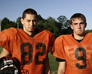 STAYING FOCUSED: Newton Falls High School's senior co-captains Joe Zigler, left, and Matt Novotny, said despite the four-day teachers strike in the district, the team had been getting together every day just to toss the ball around and keep their spirits up.