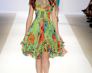 FLOWERS EVERYWHERE: The spring 2009 Nanette Lepore collection featured lots of florals, including this colorful dress. But flower designs also showed up on cargo pants and in many unexpected places.