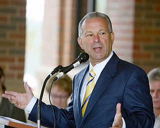 OPENING REMARKS: Michael Senchak, CEO of the Mahoning Valley Hospital, attributed the success of the building and completion of the new hospital to three groups — employees, physicians and the board of trustees.