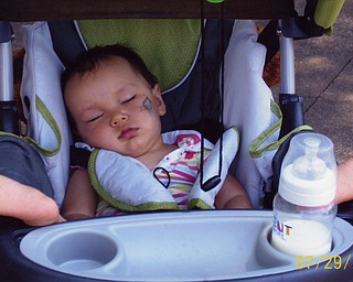 Aydan Kotarski, 10 months, takes a snooze at Cedar Point. She was there with her parents, Adam and Lori Kotarski of Las Vegas and her aunt, Amy Santoro of Canfield, who shot the photo.