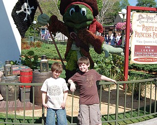 Brothers, Connor, age 10 and Matthew, age 8 celebrate Connor's 10th birthday at Walt Disney World with Mickey Mouse pirate style. Photo by mom, Kim Yurich of Poland