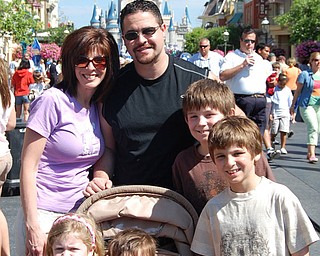 Picture of the The Yurich family vacation to Walt Disney World in Spring 2008. Mom, Kim, Dad, Joe, Sophia, Dominic in stroller, and big brothers Connor and Matthew, all of Poland.