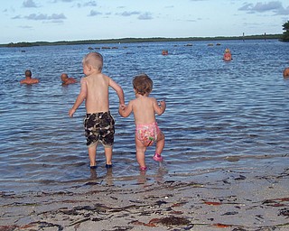 Big brother, Ryan Matey, walking his little sister Cali into the bay at John Pennekamp Coral Reef State Park in Key Largo, Fla. Sent by Kelly Matey, New Springfield.