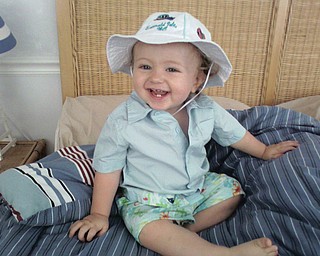 This is a picture of Matthew Wymer Jr., 1, getting ready to go to the beach for the very first time. He was with his parents Matt and Jessica Wymer of New Middletown. We were in Ocean City, Md.