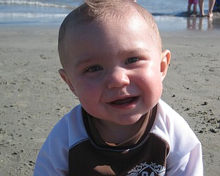 The following picture is of my son, Julian Michael Tranovich on his first trip to the beach. We were in Rockport, Mass. visiting friends and the expression on his face shows how he felt when he saw the ocean for the first time. His parents are Amanda Davis and Matt Tranovich of Canfield.