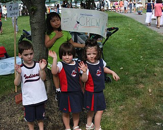 Picture was taken at the 16th annual Triplet Convention in Niagara Falls, NY July 12th 2008.
The picture is of the Triplet Parade which was held at the Buffalo Launch Club - and the triplets in the picture are:
Patrick, Carlina and Lily Vari-Coppola and Big Sister Kate.
This was our famiy vacation for 2008.
Photo by; Mom Jodi