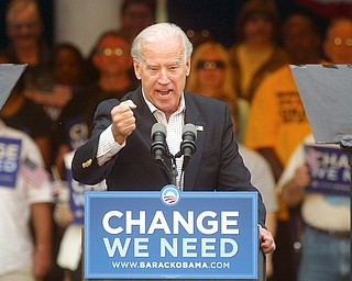 About 700 people attended a rally at the Warren Community Amphitheatre to hear Democratic vice presidential candidate Joe Biden speak. The 34-year U.S. senator from Delaware spoke Tuesday morning.