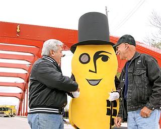 NUT CREATORS: Dick Tranick and Joe Mansky are two of the original pipefitters who created Mr. Peanut for Spring Common Bridge and are responsible for putting him up in the late 1980s. Mr. Peanut sat high on the old green bridge and greeted travelers at the Oak Hill Avenue entrance.